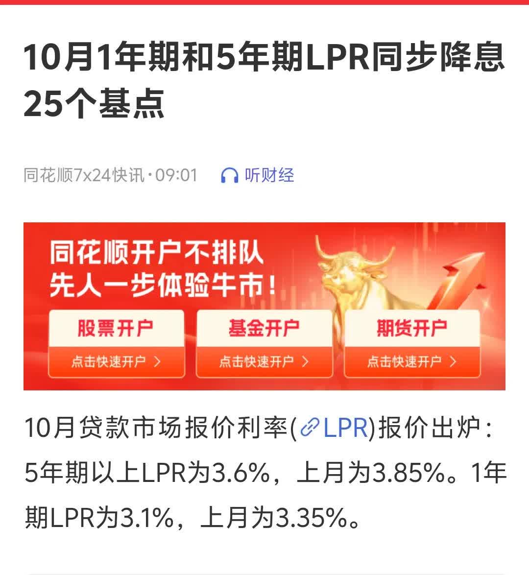 LPR年内首降有助激发融资需求