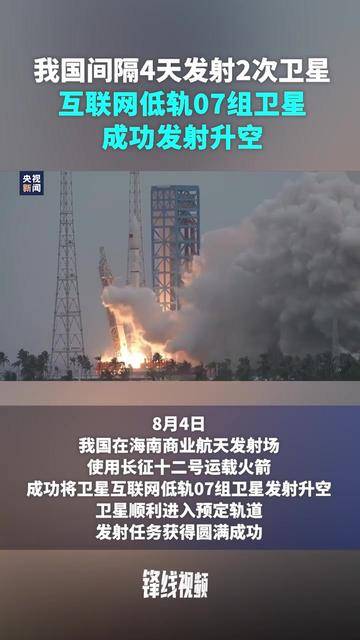 我国成功发射卫星互联网低轨08组卫星